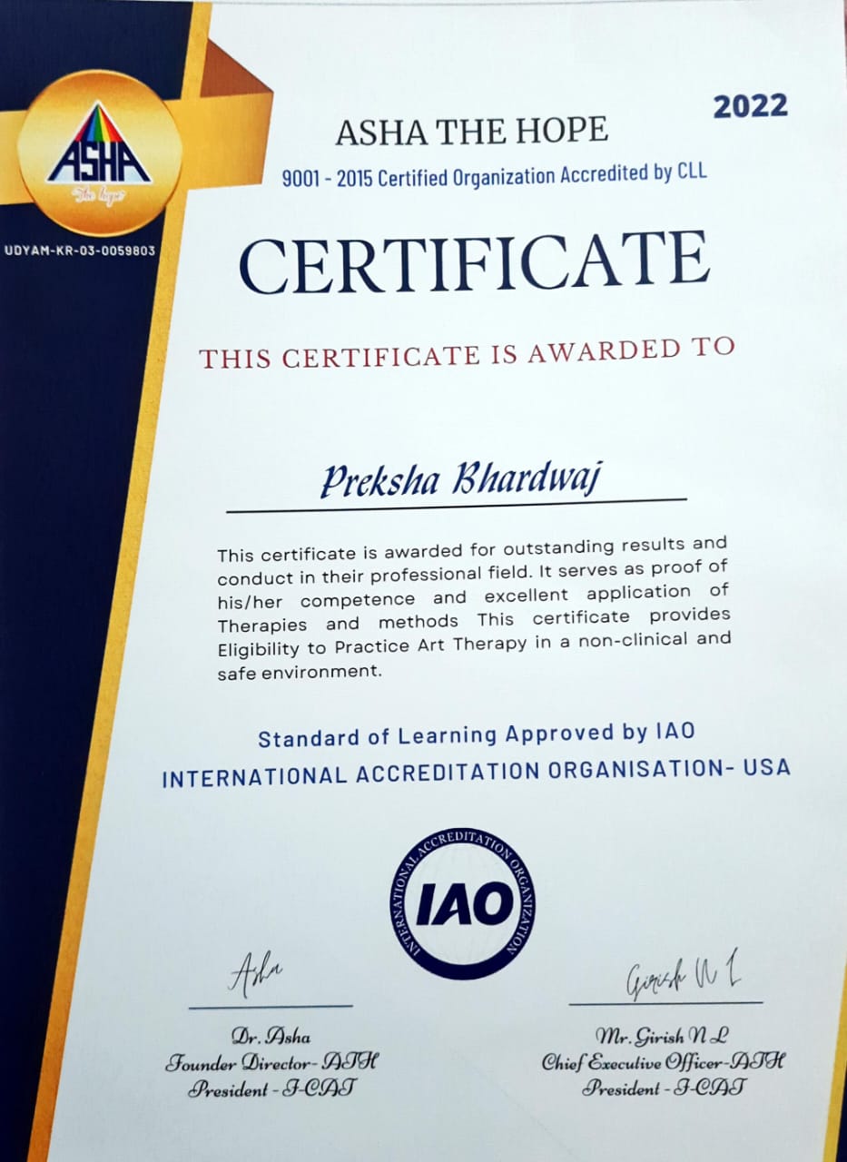 Certification and Recognition 3 Soul Meadow ASHA The Hope ISO 9001:2015 Certificate