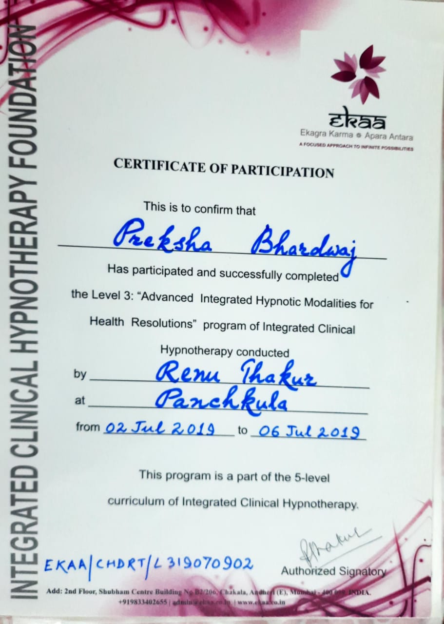 Certification and Recognition 5 Soul Meadow Integrated Clinical Hypnotherapy Certificate 3