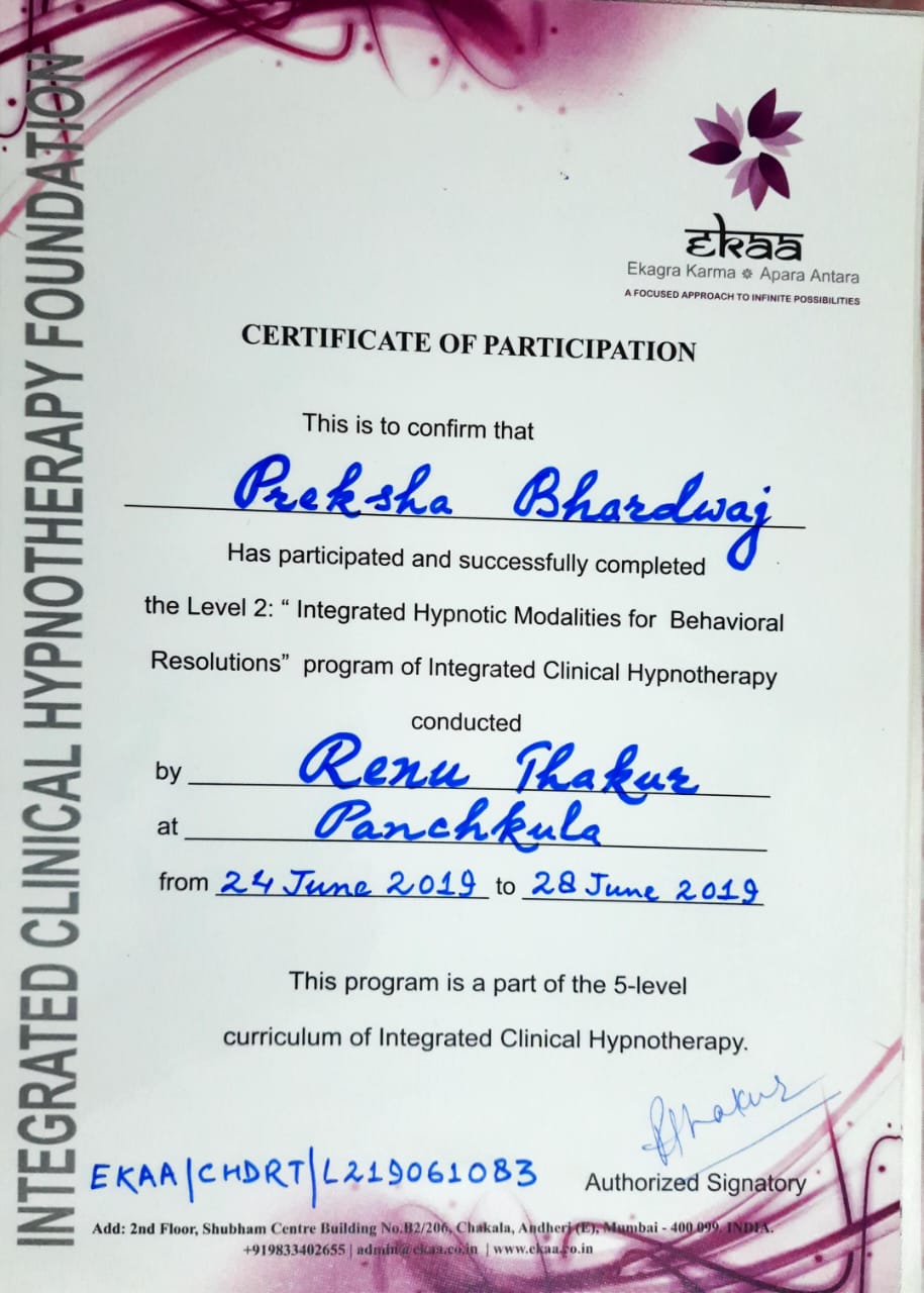 Certification and Recognition 8 Soul Meadow Integrated Clinical Hypnotherapy Certificate